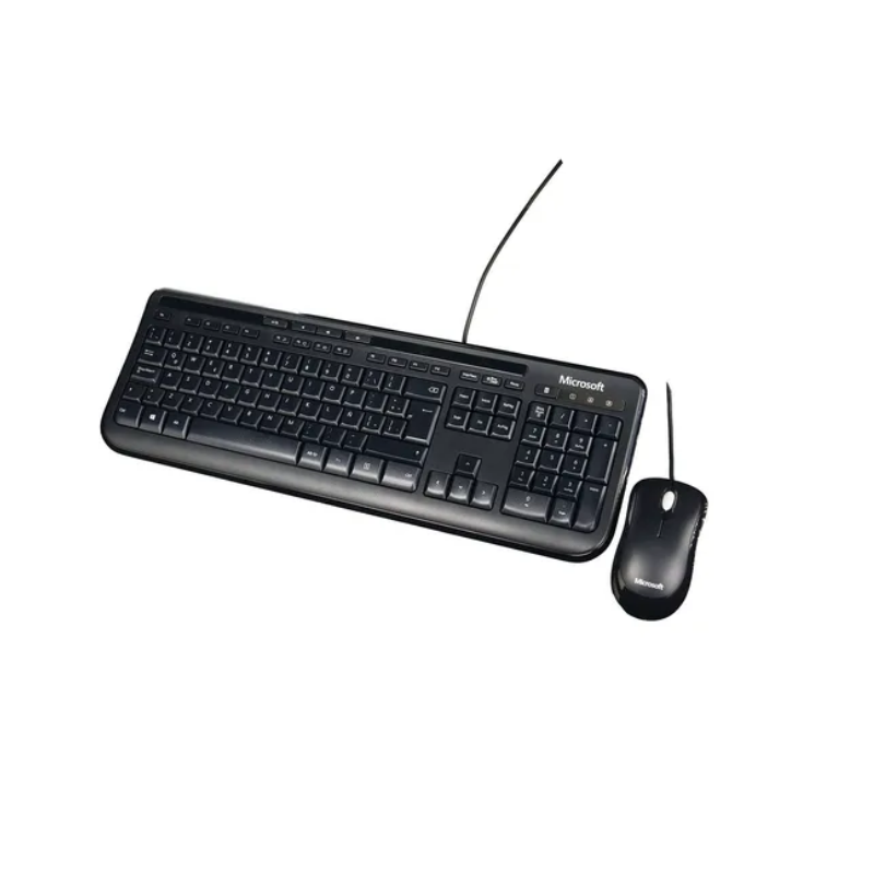 Kit Microsoft Teclado + Mouse Wired 600 negro, con cable USB