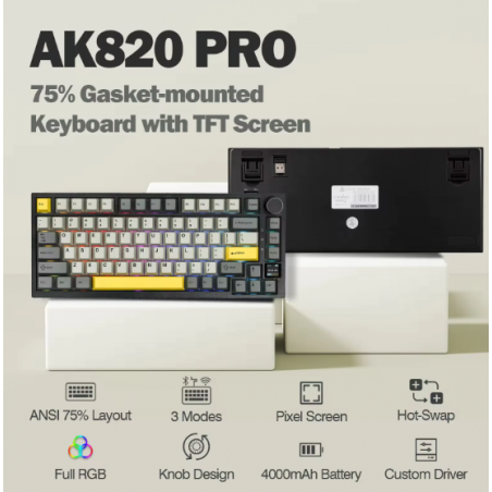 Teclado Mecánico Ajazz AK280 Pro Wireless/BT/USB 75%